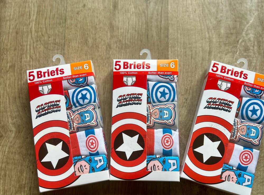 Marvel Captain America Boys 5-Pack Cotton Briefs Size 6